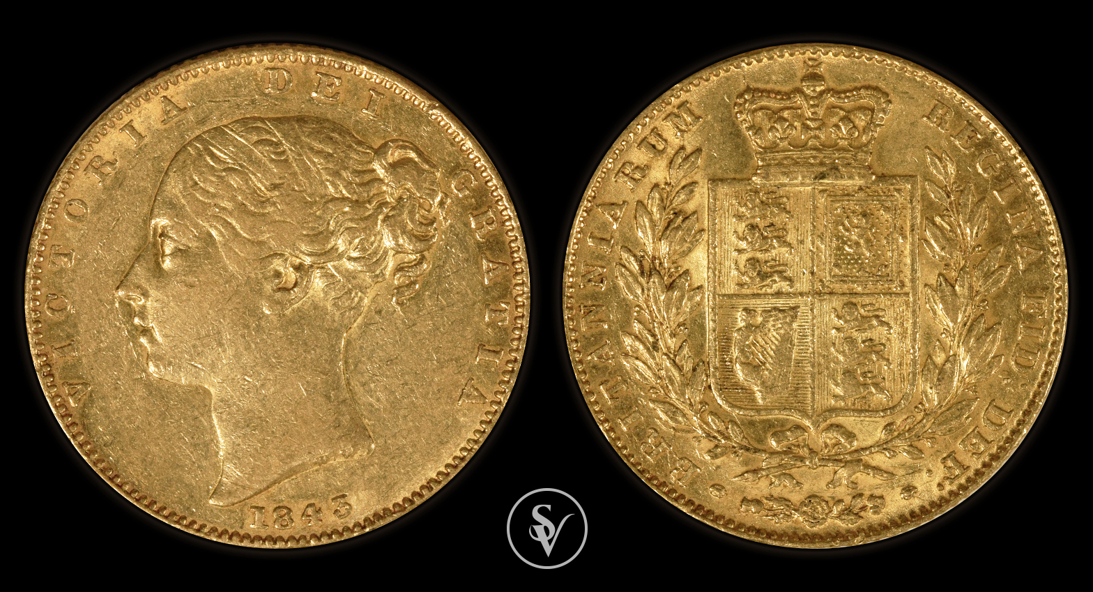 1843 Victoria gold sovereign shield - Coins and collectables