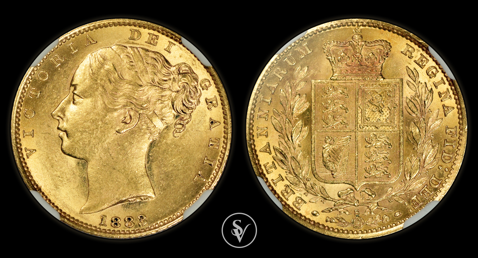 1883 Sydney Victoria gold sovereign shield MS62 NGC - Coins and ...