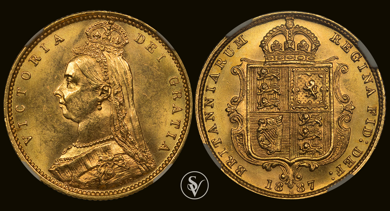 1887 Melbourne Victoria shield half sovereign MS62 NGC - Coins and ...