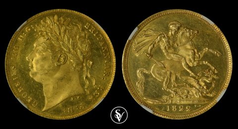 G.BRITAIN 1 sovereign 1822 George IV NGC MS 64